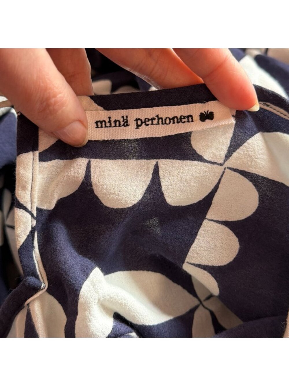 Mina Perhonen Hana Gumo Dress 38 US 6 Navy Abstract Floral Japan Artsy Lagenlook - Picture 5 of 12